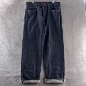 Supreme Selvedge Denim Jeans Mens Size 32x32 Blue Button Fly Japan Baggy SS25